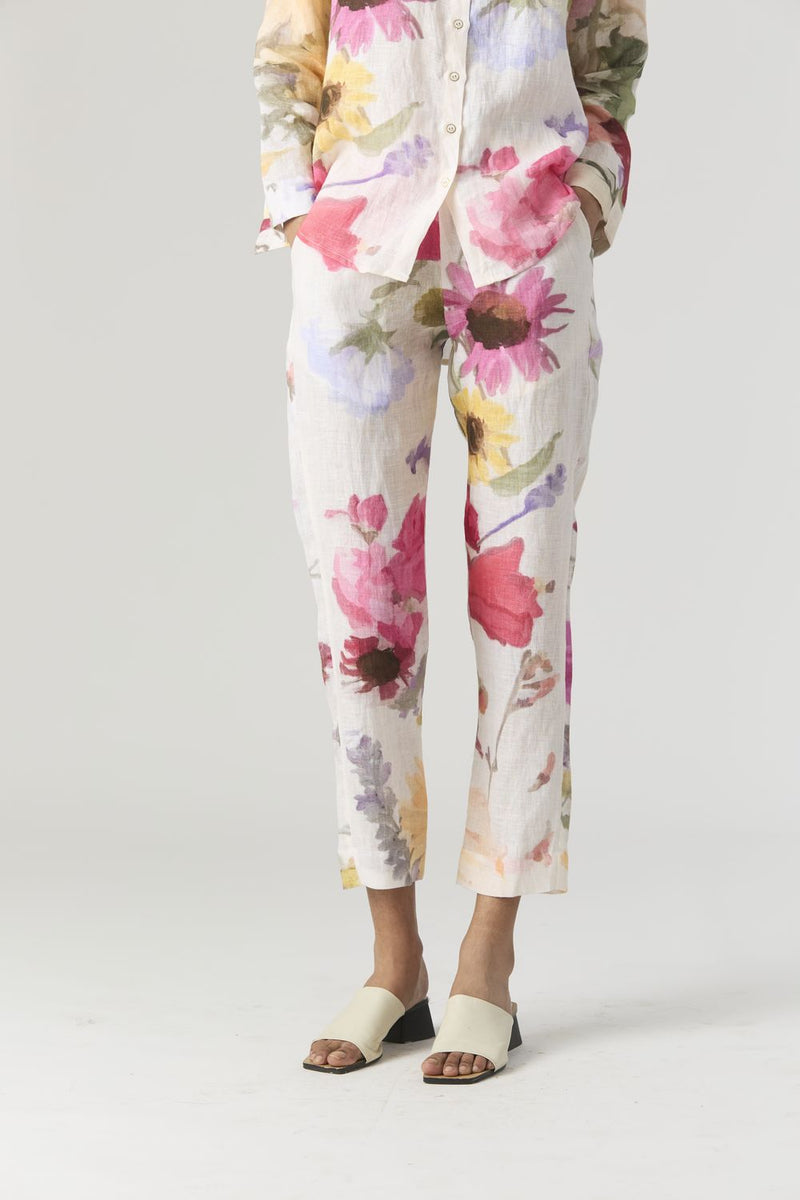 MARIA LINEN CO-ORD by Yam in white color for women Worldwide