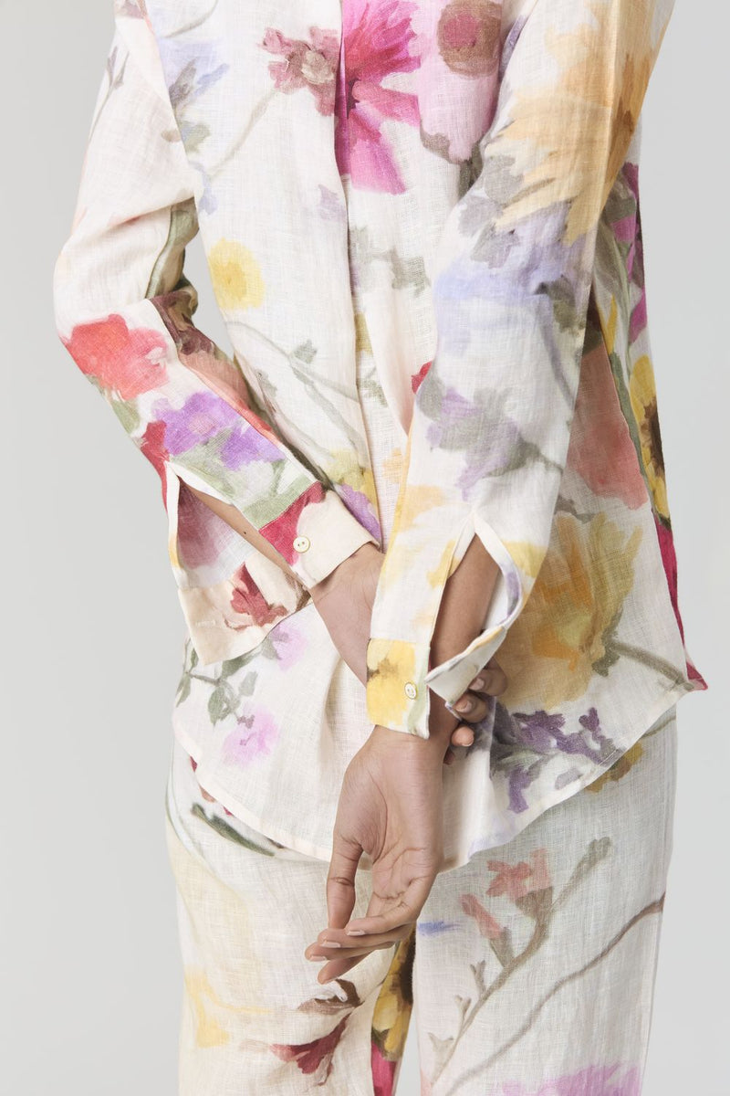 MARIA LINEN CO-ORD by Yam in white color for women Worldwide