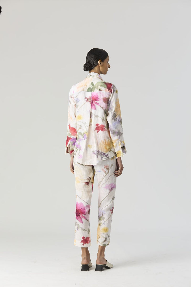 MARIA LINEN CO-ORD by Yam in white color for women Worldwide