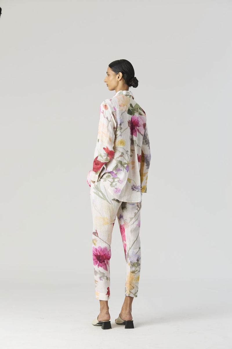 MARIA LINEN CO-ORD by Yam in white color for women Worldwide