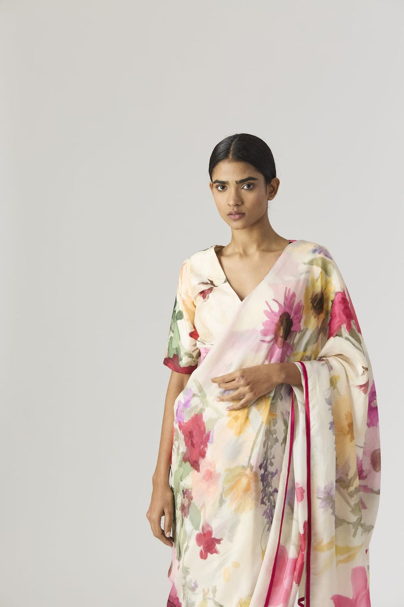MARIA SAREE by Yam in white color for women Worldwide