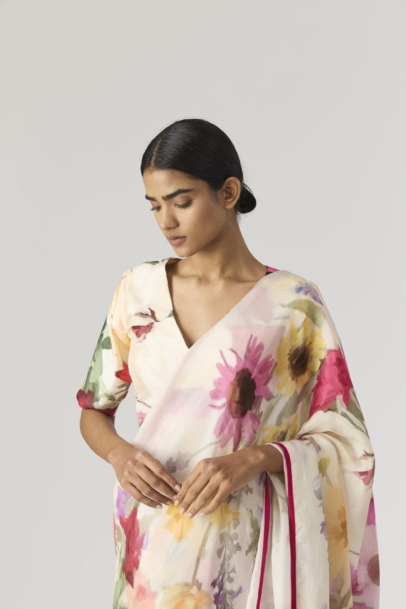MARIA SAREE by Yam in white color for women Worldwide