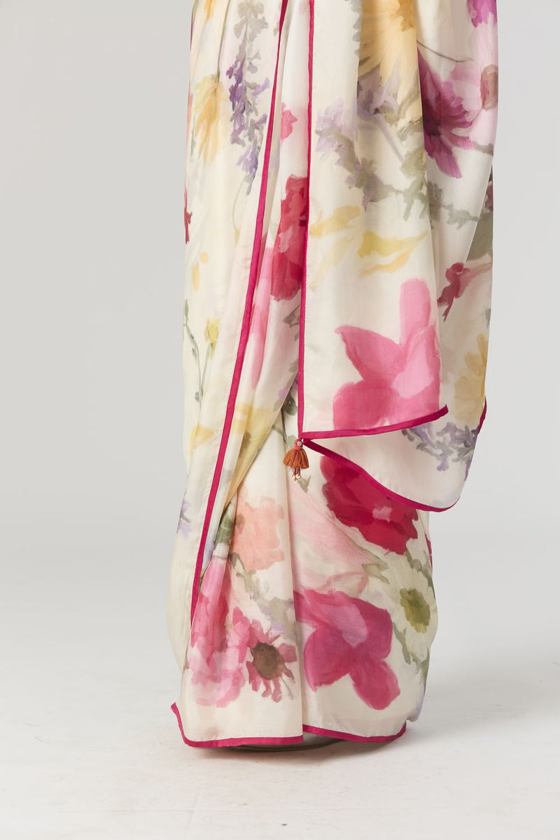 MARIA SAREE by Yam in white color for women Worldwide