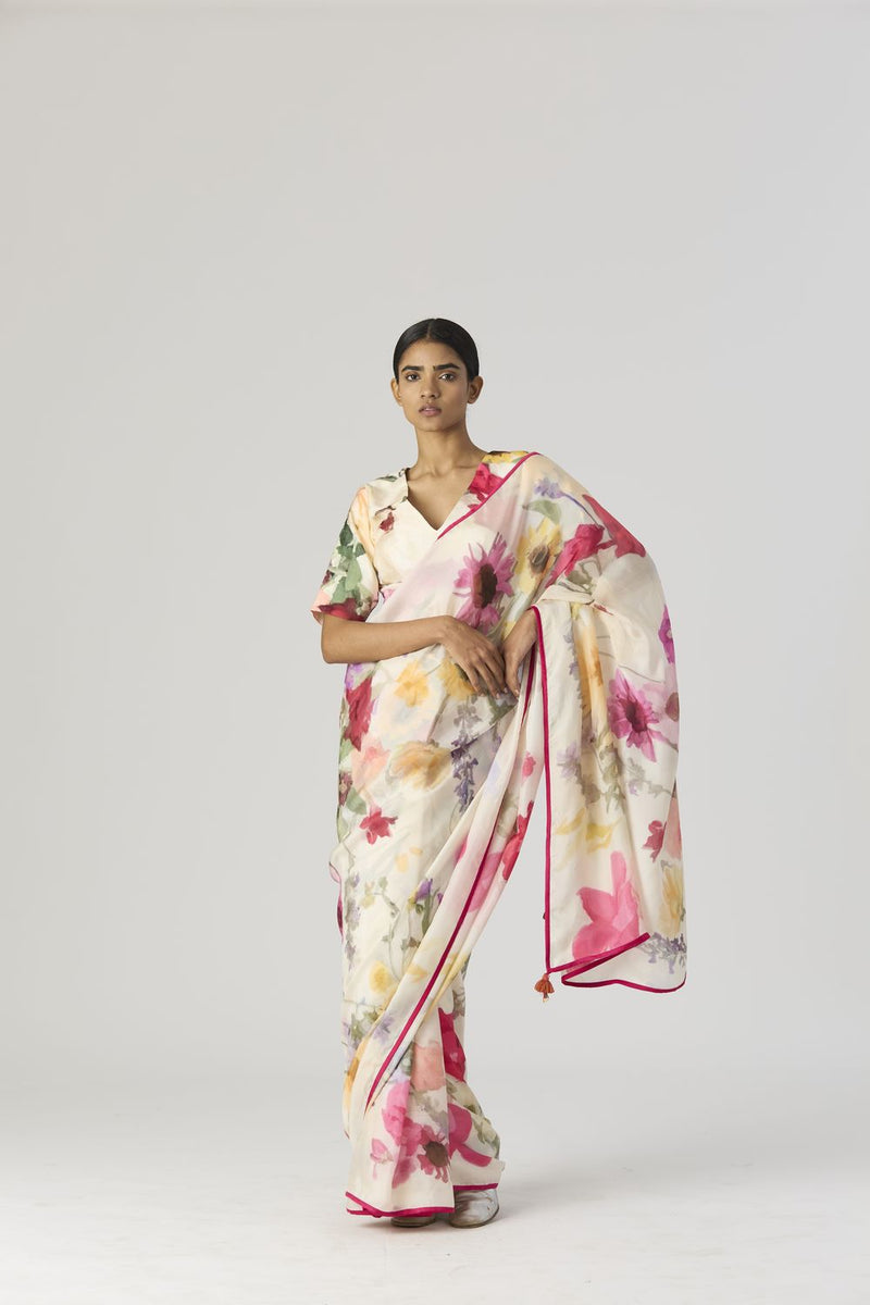 MARIA SAREE by Yam in white color for women Worldwide