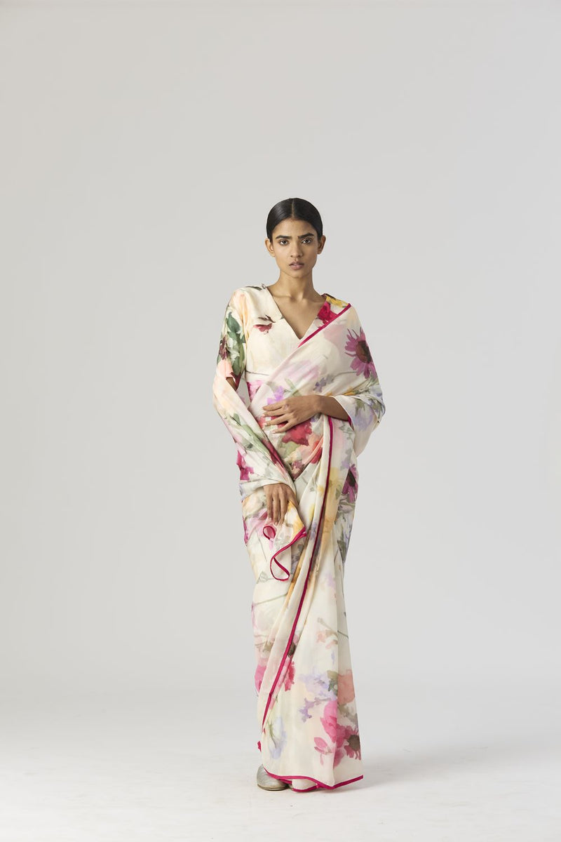 MARIA SAREE by Yam in white color for women Worldwide