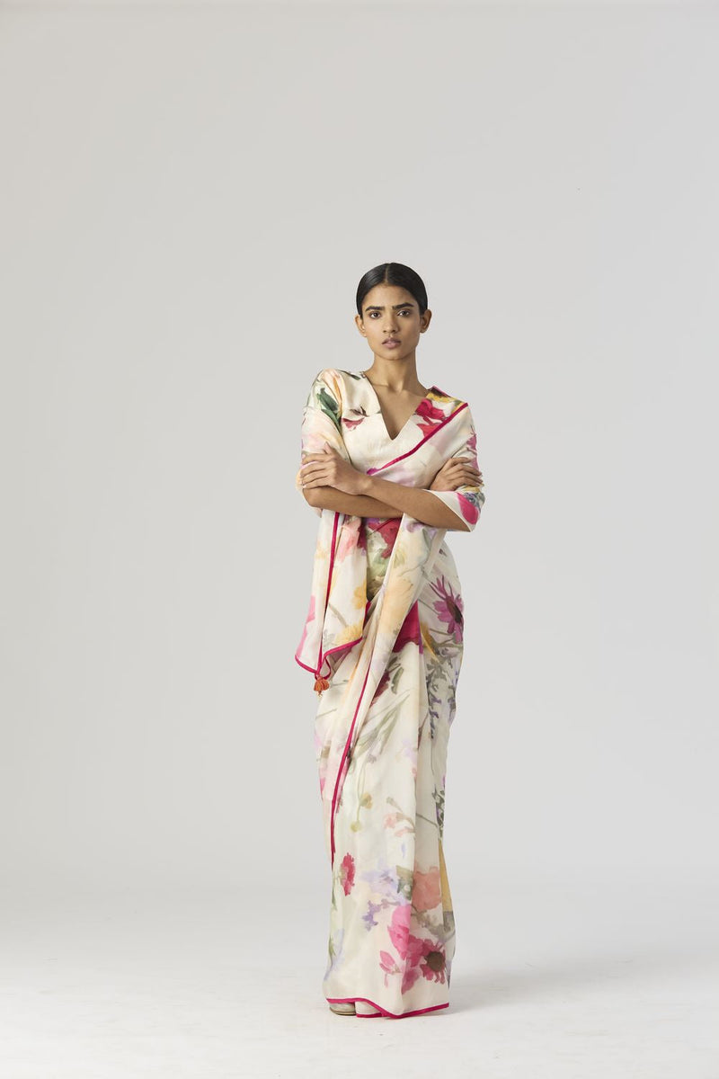 MARIA SAREE by Yam in white color for women Worldwide