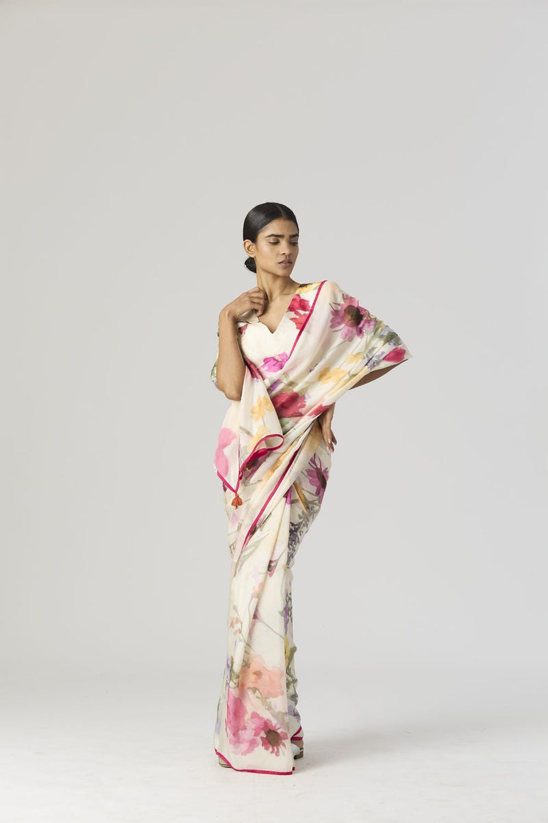 MARIA SAREE by Yam in white color for women Worldwide
