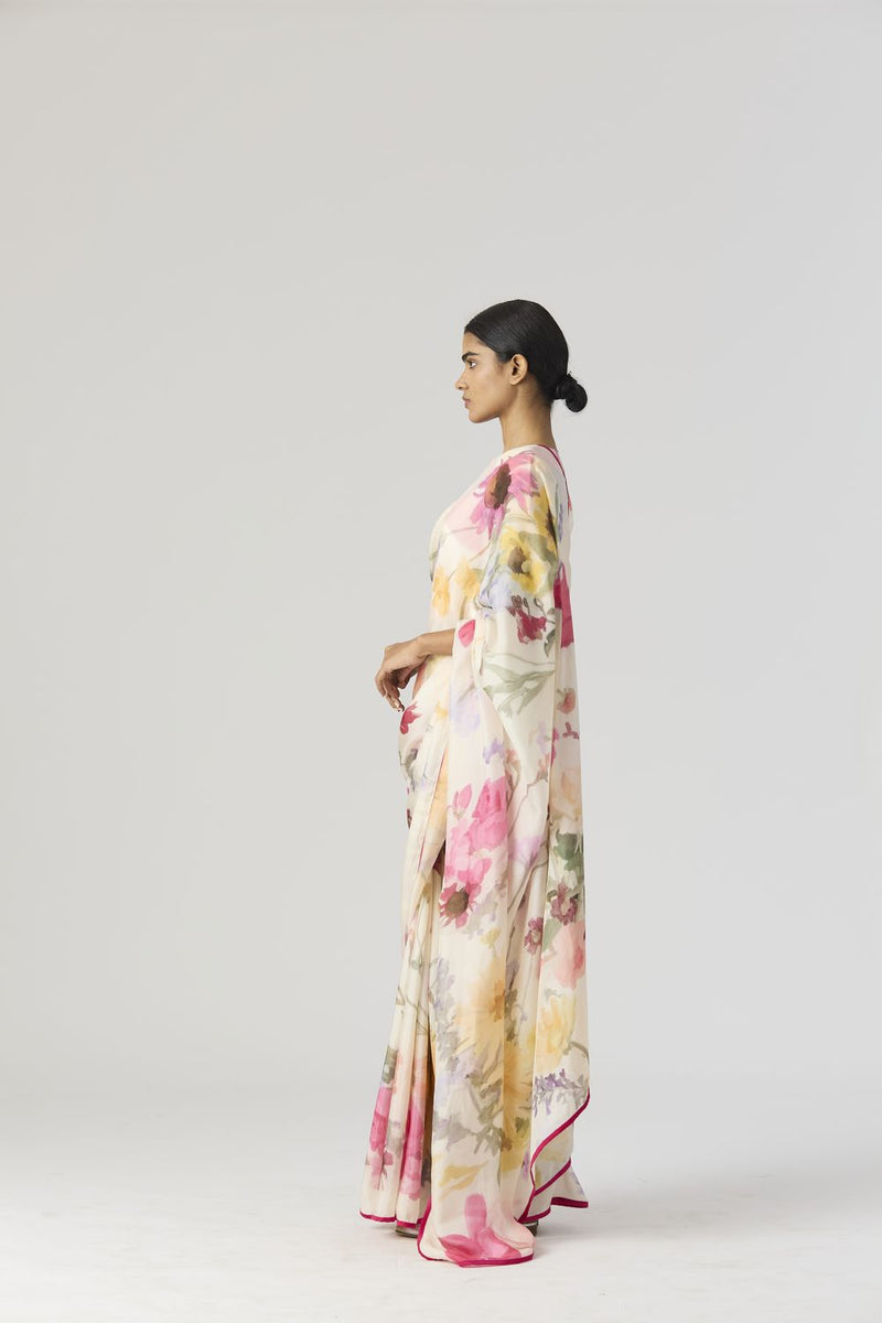 MARIA SAREE by Yam in white color for women Worldwide
