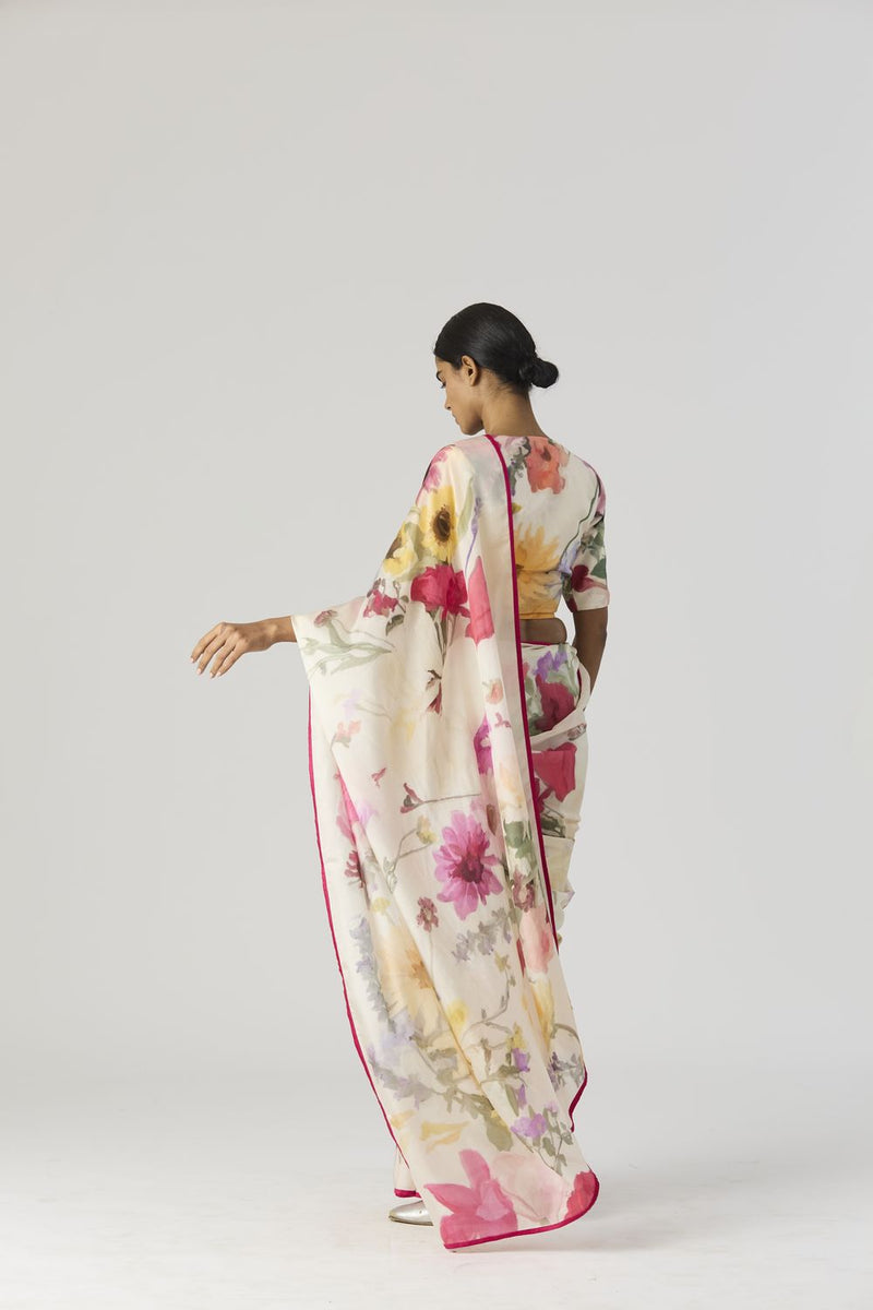 MARIA SAREE by Yam in white color for women Worldwide