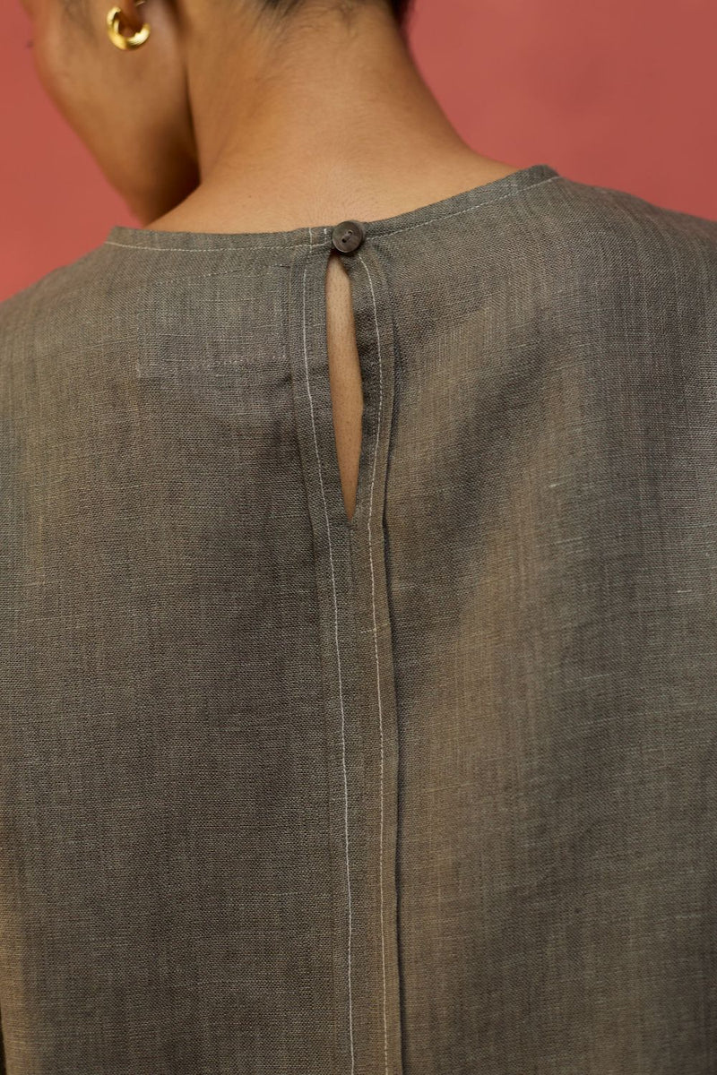 Mariko Crop Linen Co-ord Set - Grey by Manan for Worldwide