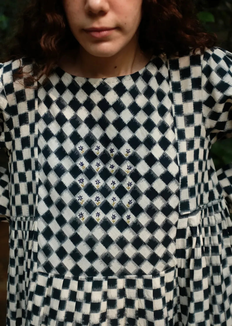 Marlow Dress - Indigo And White by MASON AND MILL for women Worldwide