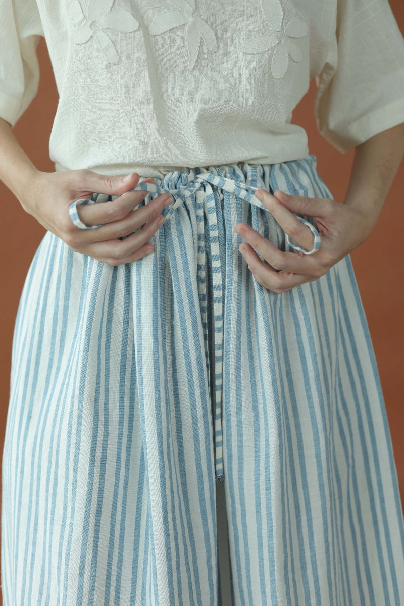 Delphi Skirt-Blue and white cotton by MASON AND MILL in blue color for women Worldwide