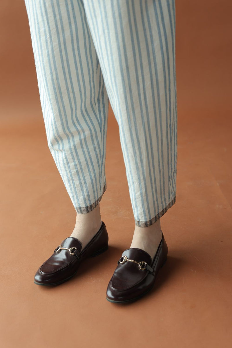 Alan-Blue stripes Pants cotton by MASON AND MILL in blue color for women Worldwide