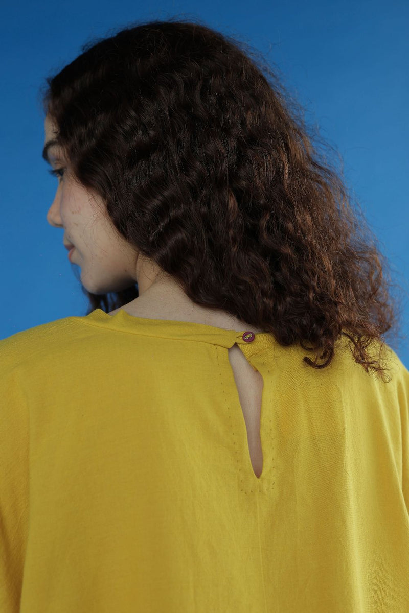 Alfie Dress-Yellow cotton by MASON AND MILL in yellow color for women Worldwide