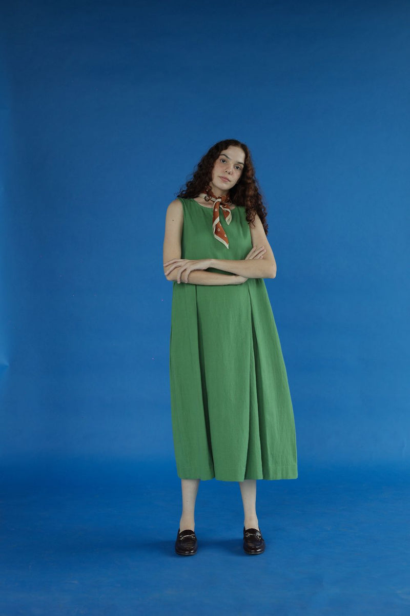 Veirra Dress-Green cotton by MASON AND MILL in green color for women Worldwide