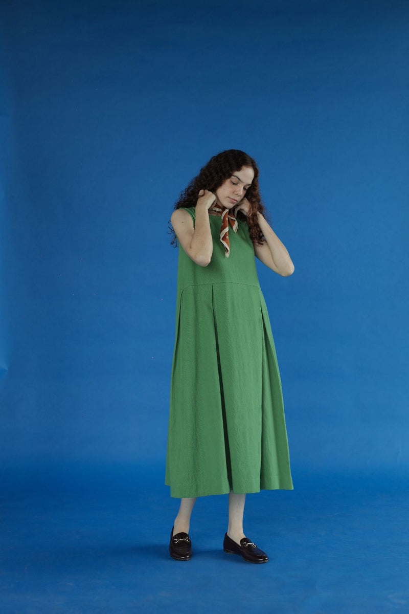 Veirra Dress-Green cotton by MASON AND MILL in green color for women Worldwide