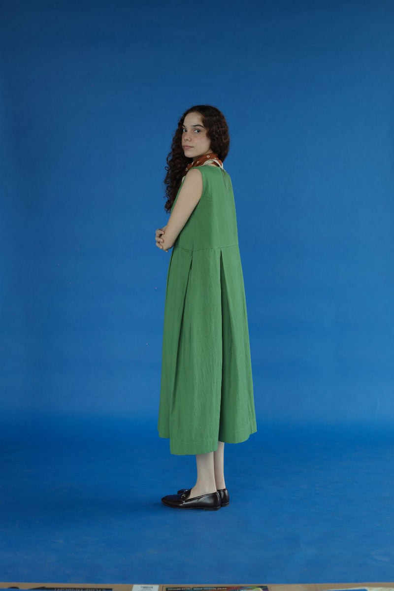 Veirra Dress-Green cotton by MASON AND MILL in green color for women Worldwide