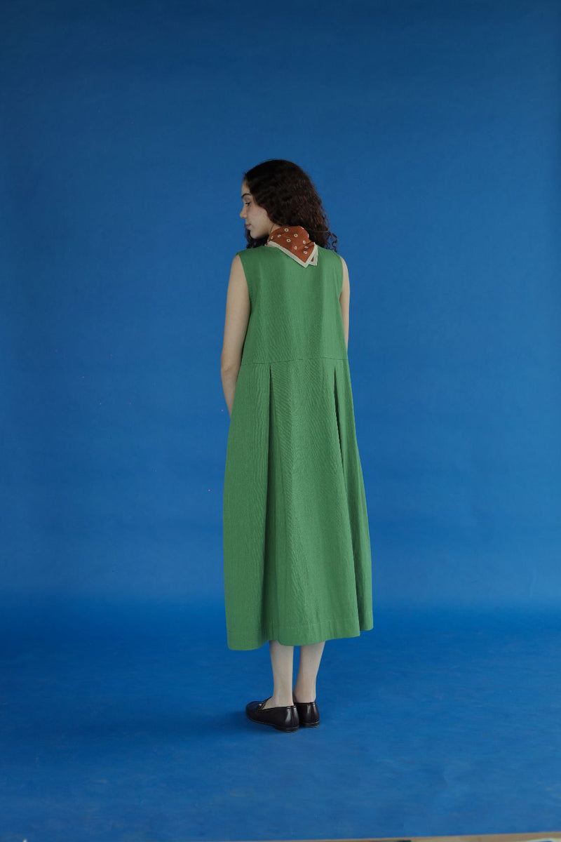 Veirra Dress-Green cotton by MASON AND MILL in green color for women Worldwide