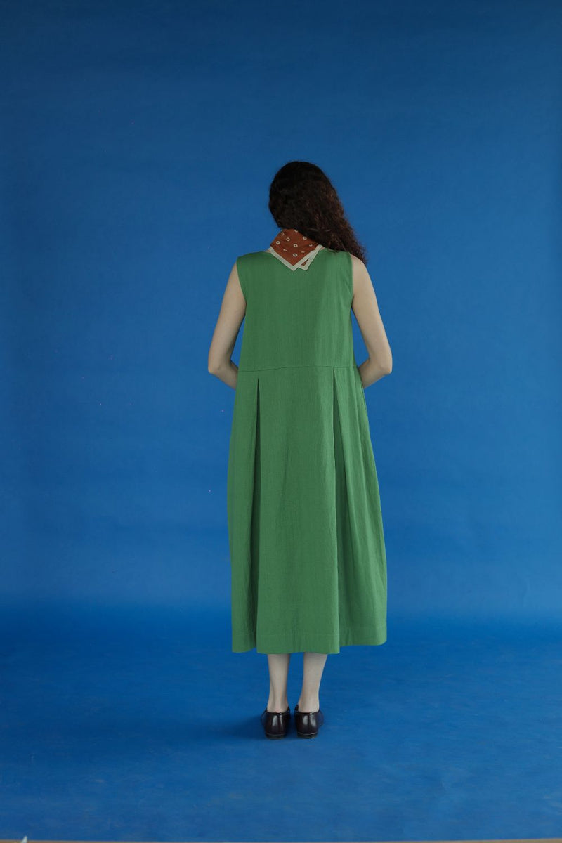 Veirra Dress-Green cotton by MASON AND MILL in green color for women Worldwide