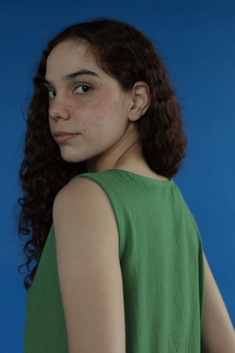 Veirra Dress-Green cotton by MASON AND MILL in green color for women Worldwide