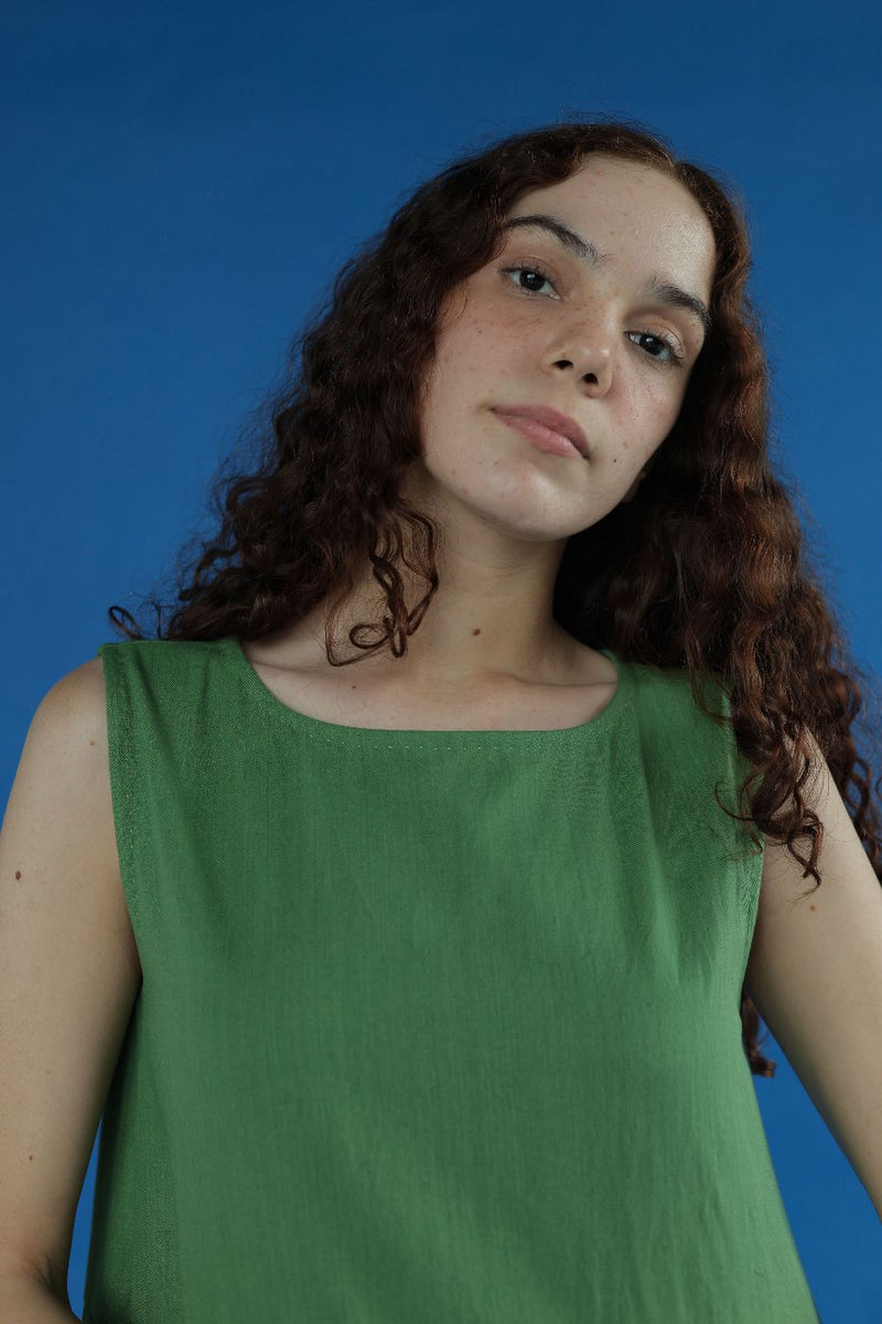 Veirra Dress-Green cotton by MASON AND MILL in green color for women Worldwide