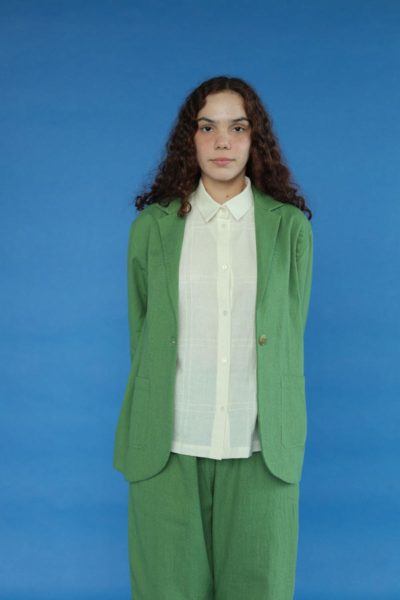 Windsor Top-Green cotton by MASON AND MILL in green color for women Worldwide