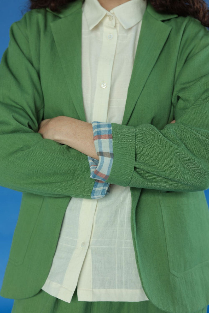 Windsor Top-Green cotton by MASON AND MILL in green color for women Worldwide
