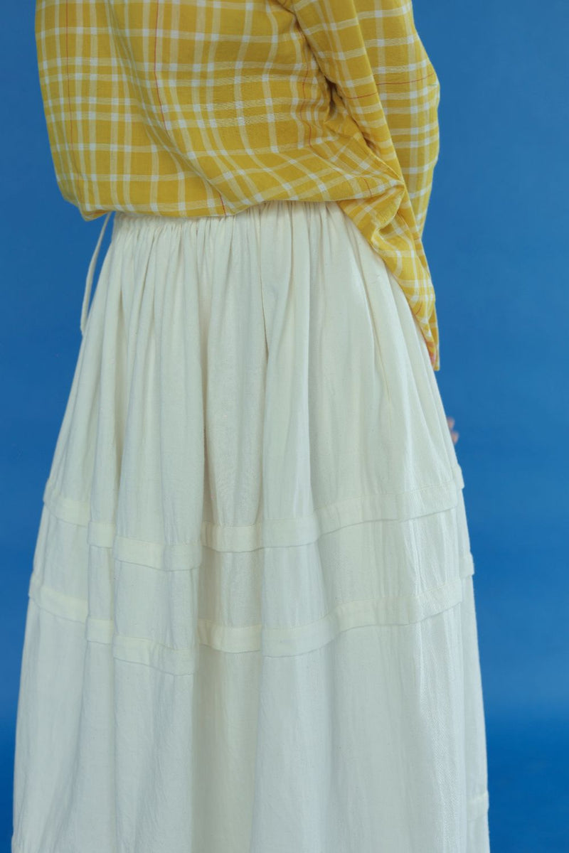 Bliss Skirt-White cotton by MASON AND MILL in white color for women Worldwide