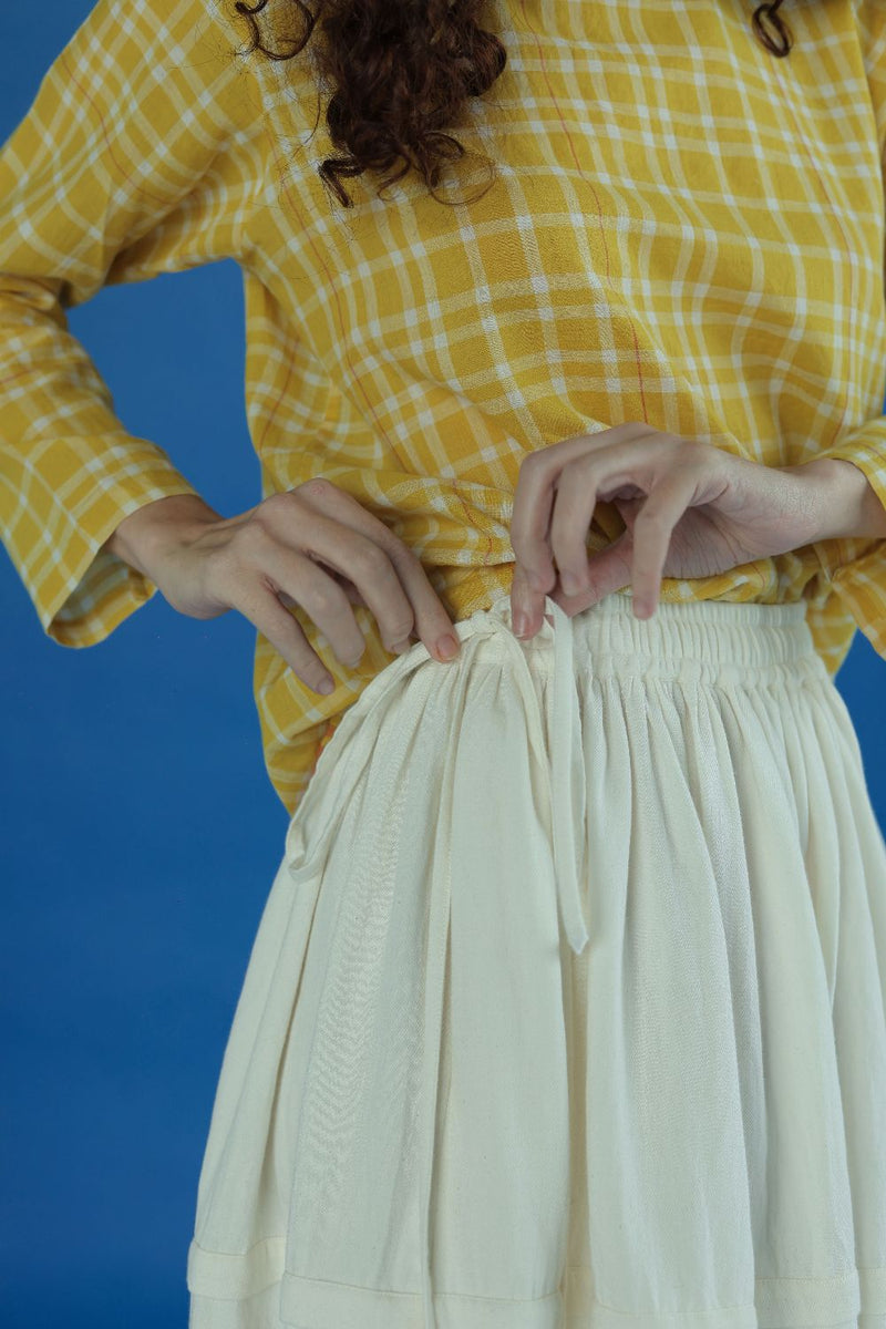 Bliss Skirt-White cotton by MASON AND MILL in white color for women Worldwide