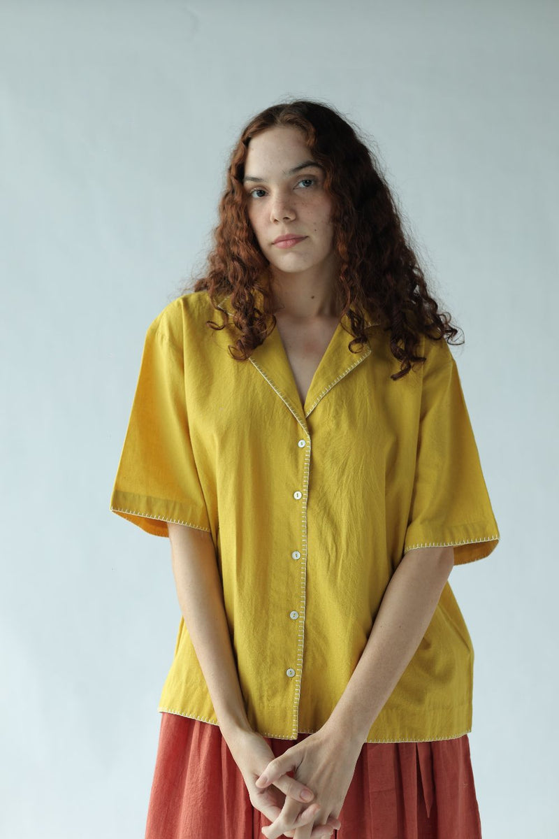 Kate Top-Yellow cotton by MASON AND MILL in yellow color for women Worldwide