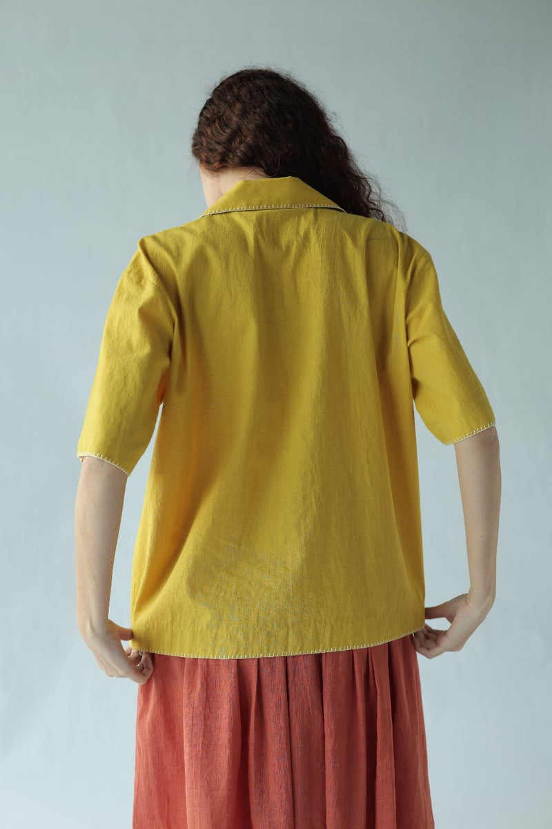 Kate Top-Yellow cotton by MASON AND MILL in yellow color for women Worldwide