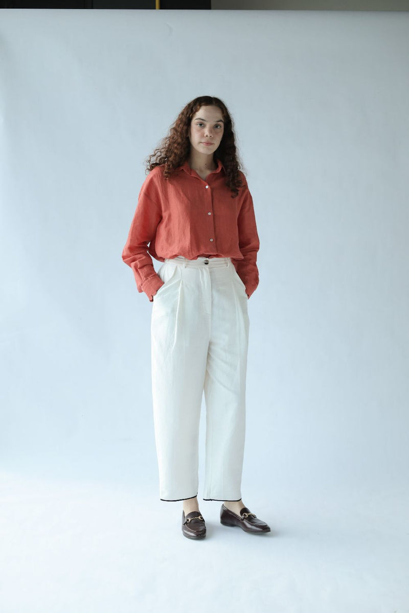 Spector Pants-White cotton by MASON AND MILL in white color for women Worldwide