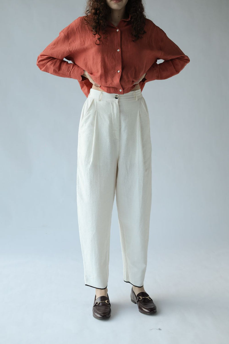 Spector Pants-White cotton by MASON AND MILL in white color for women Worldwide