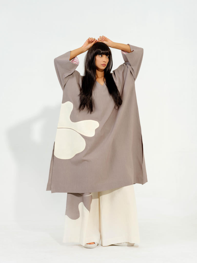 Matcha Tunic cotton matty kaftans and tunics by Stoique in steel grey, natural for women Worldwide