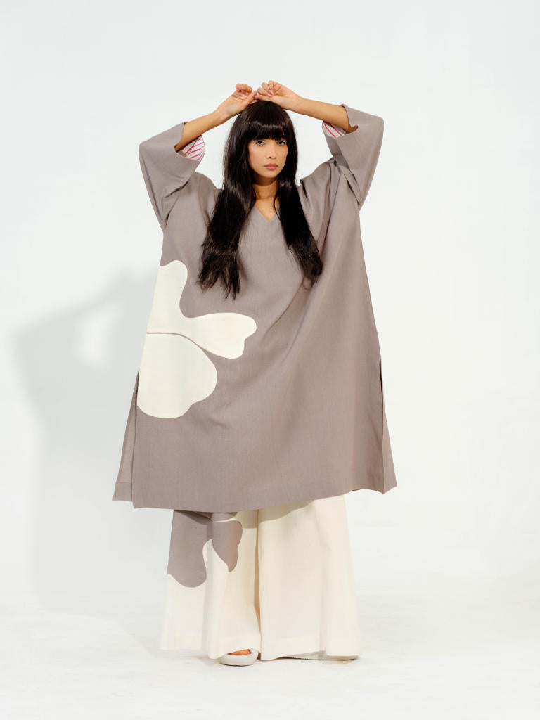 Matcha Tunic cotton matty kaftans and tunics by Stoique in steel grey, natural for women Worldwide