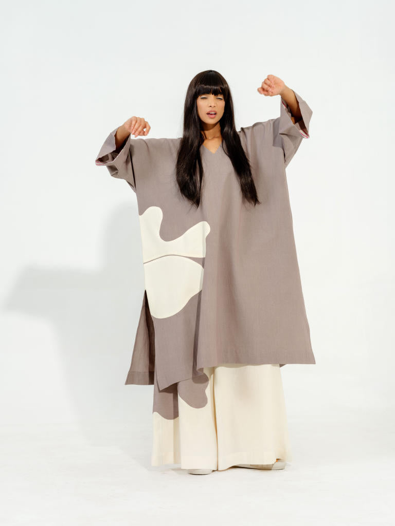 Matcha Tunic cotton matty kaftans and tunics by Stoique in steel grey, natural for women Worldwide