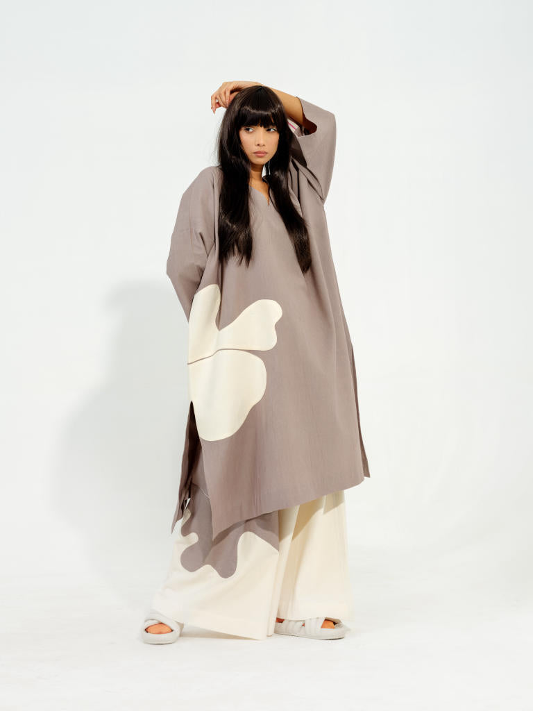 Matcha Tunic cotton matty kaftans and tunics by Stoique in steel grey, natural for women Worldwide