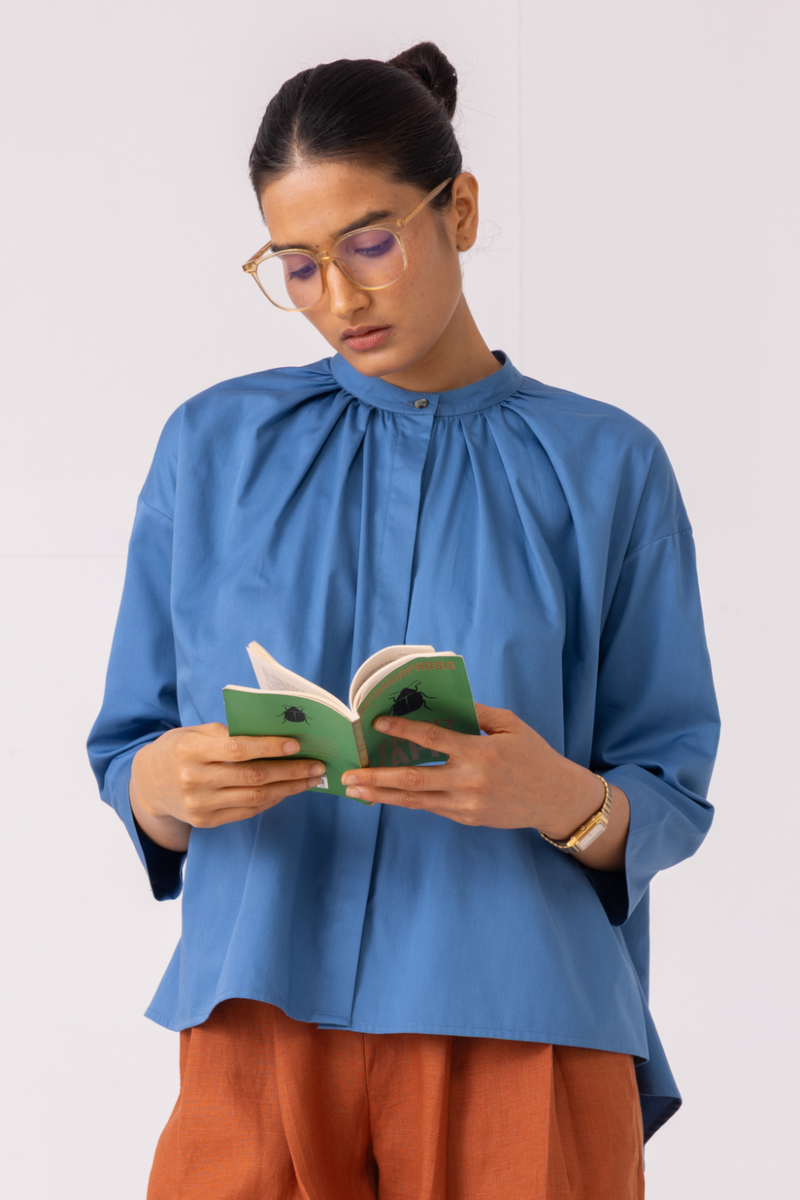Matilda Blue Top cotton by The Summer House for women Worldwide