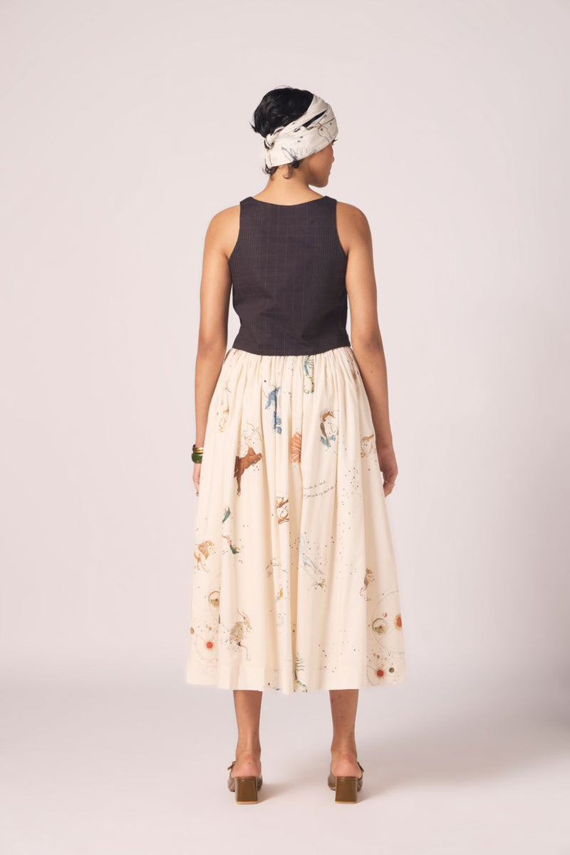 Maud Zodiac Print Cotton Skirt cotton by The Summer House for women Worldwide