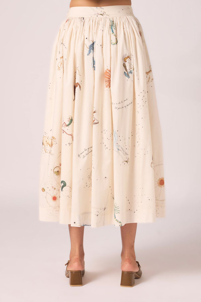 Maud Zodiac Print Cotton Skirt cotton by The Summer House for women Worldwide