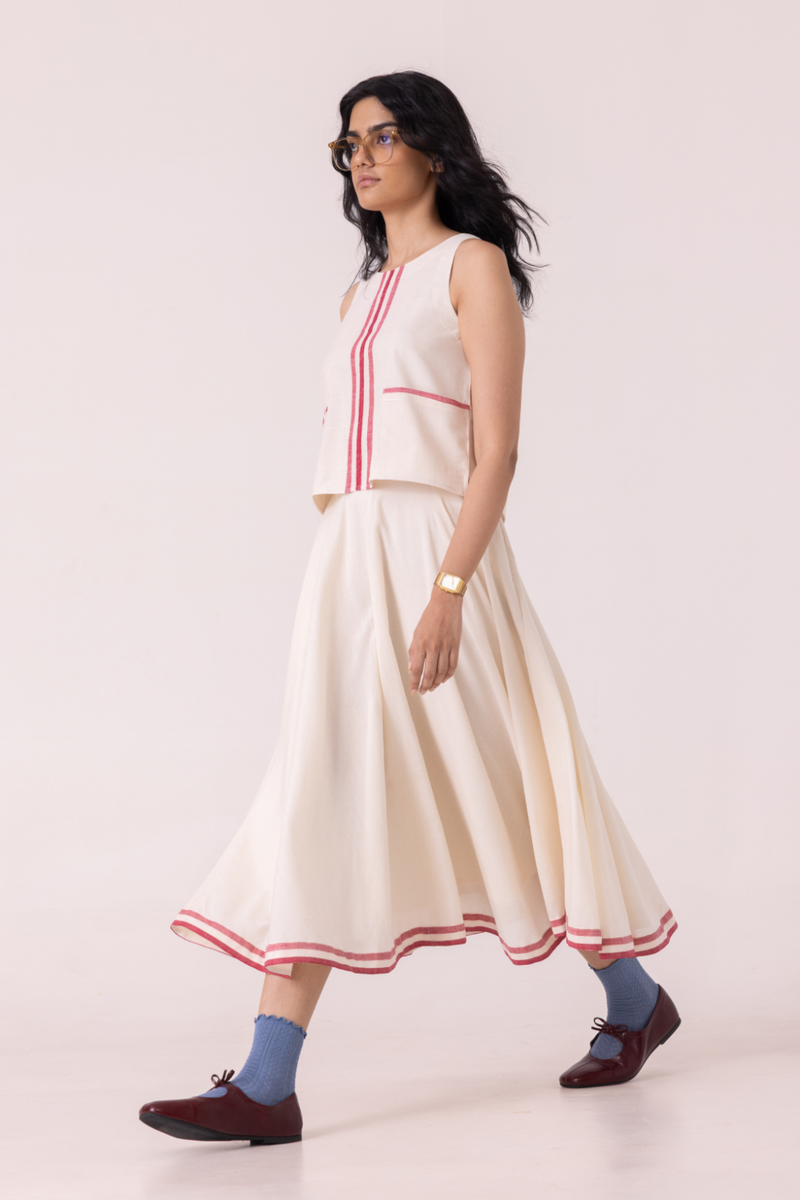 Medea Off White Handwoven Skirt cotton by The Summer House for women Worldwide