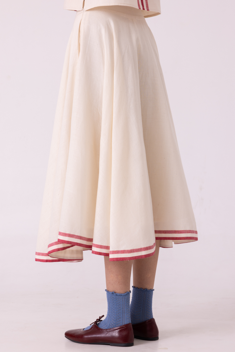 Medea Off White Handwoven Skirt cotton by The Summer House for women Worldwide