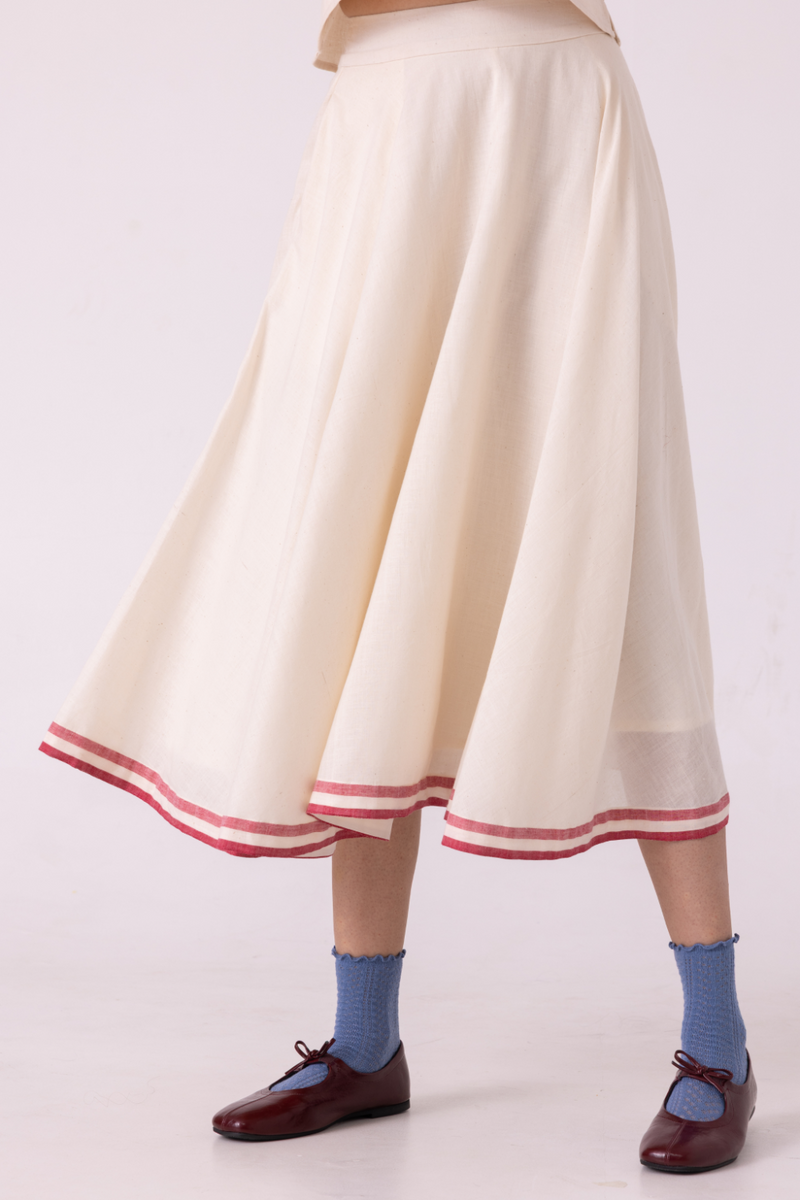 Medea Off White Handwoven Skirt cotton by The Summer House for women Worldwide