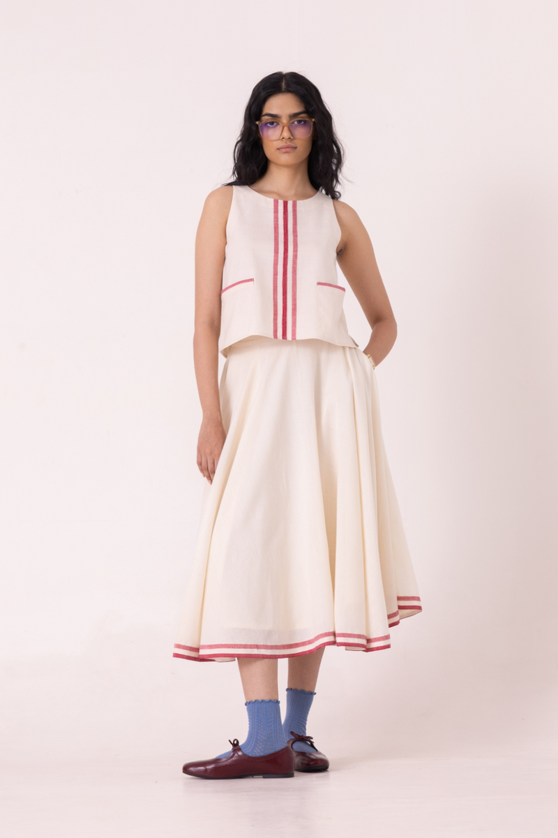 Medea Off White Handwoven Skirt cotton by The Summer House for women Worldwide
