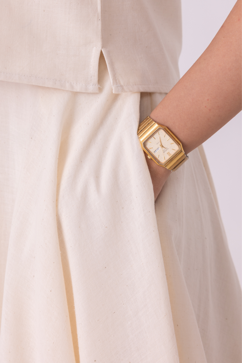 Medea Off White Handwoven Skirt cotton by The Summer House for women Worldwide