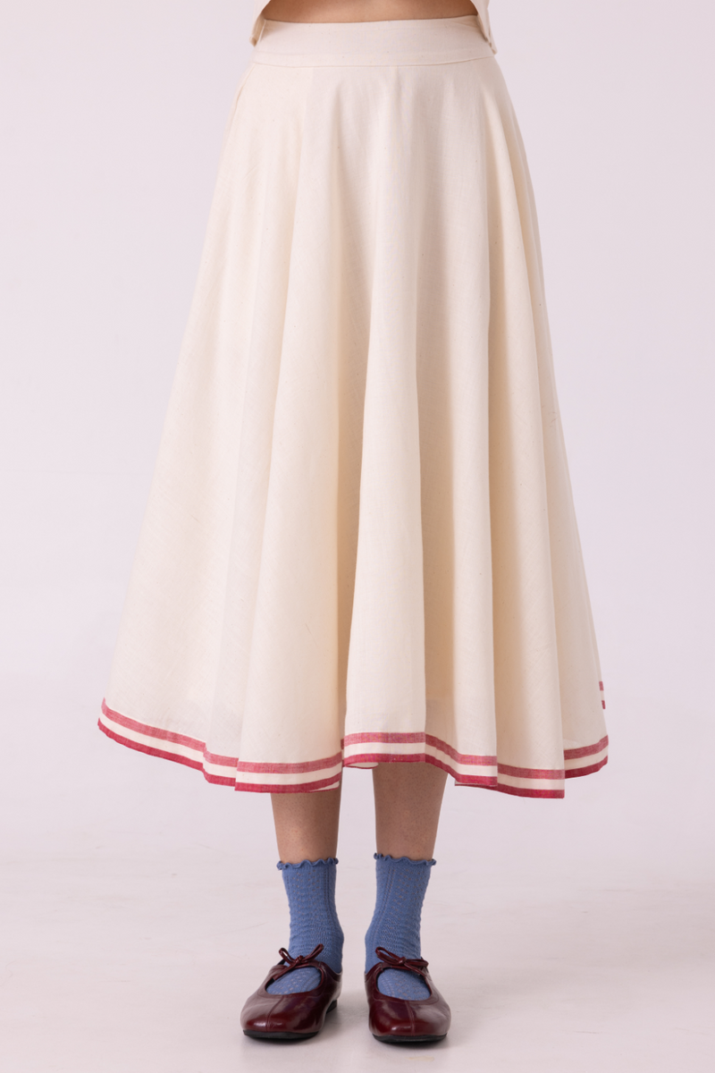 Medea Off White Handwoven Skirt cotton by The Summer House for women Worldwide