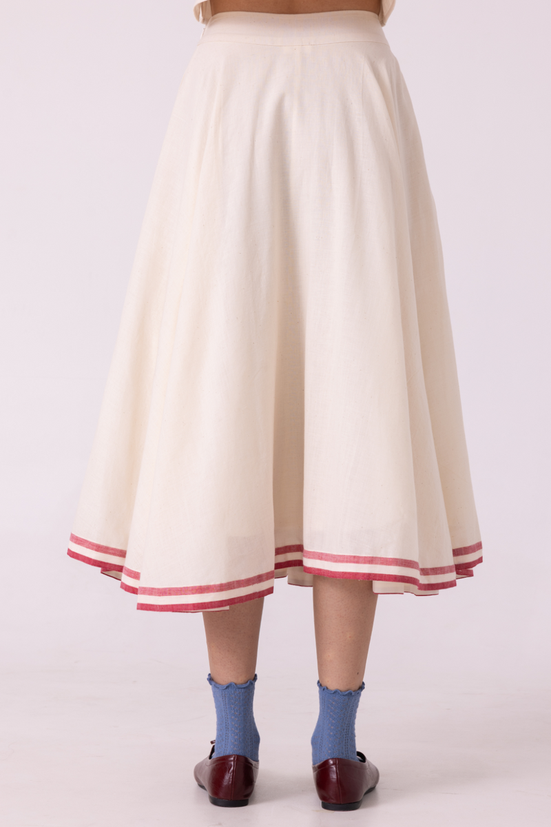Medea Off White Handwoven Skirt cotton by The Summer House for women Worldwide
