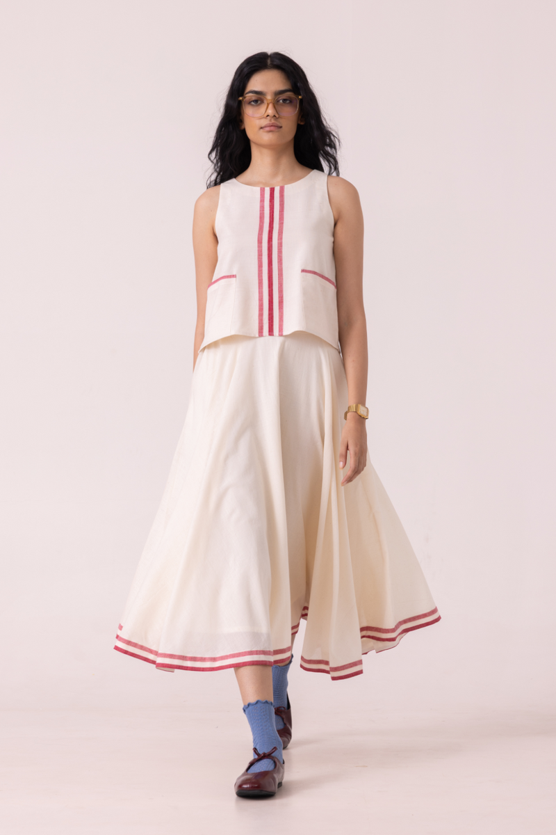Medea Off White Handwoven Skirt cotton by The Summer House for women Worldwide