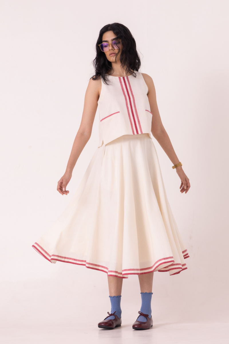 Medea Off White Handwoven Skirt cotton by The Summer House for women Worldwide