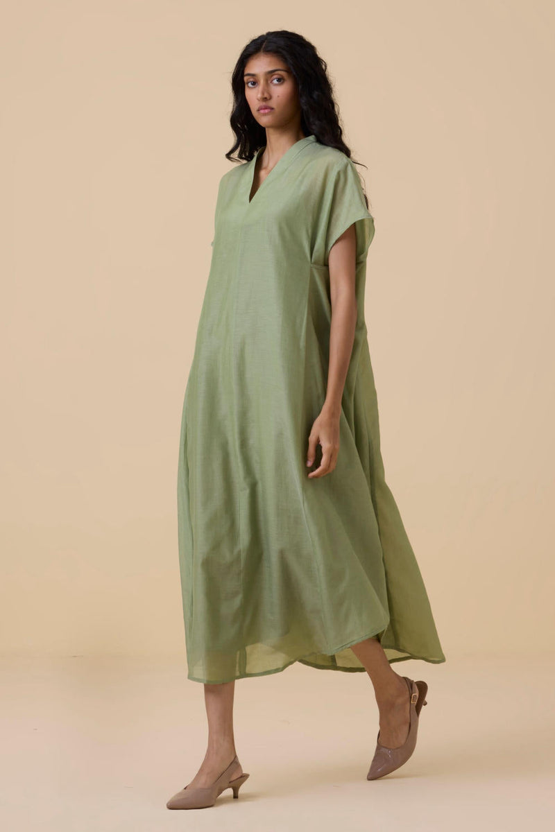 Meer Green Kaftan silk by The Summer House in green color for women Worldwide